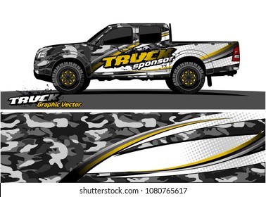 truck and car graphic vector. simple curved shape with grunge background design for vehicle vinyl wrap 