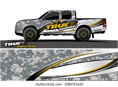 truck and car graphic vector. simple curved shape with grunge background design for vehicle vinyl wrap 