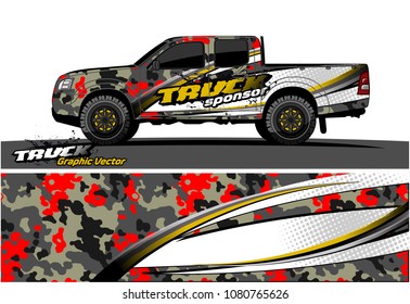 truck and car graphic vector. simple curved shape with grunge background design for vehicle vinyl wrap 