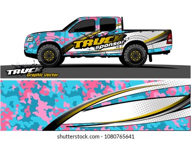 truck and car graphic vector. simple curved shape with grunge background design for vehicle vinyl wrap 