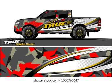 truck and car graphic vector. simple curved shape with grunge background design for vehicle vinyl wrap 
