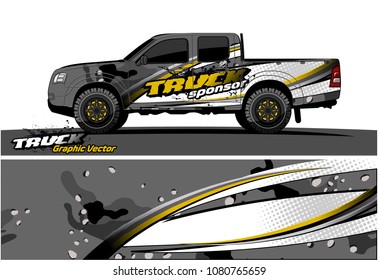 truck and car graphic vector. simple curved shape with grunge background design for vehicle vinyl wrap 