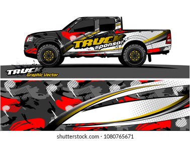truck and car graphic vector. simple curved shape with grunge background design for vehicle vinyl wrap 