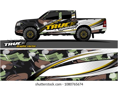 truck and car graphic vector. simple curved shape with grunge background design for vehicle vinyl wrap 