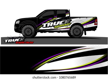 truck and car graphic vector. simple curved shape with grunge background design for vehicle vinyl wrap 