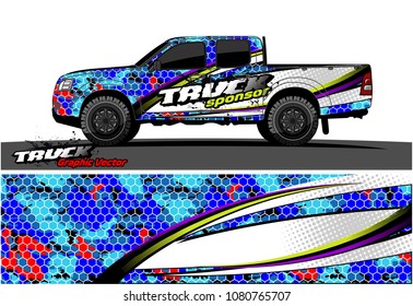 truck and car graphic vector. simple curved shape with grunge background design for vehicle vinyl wrap 