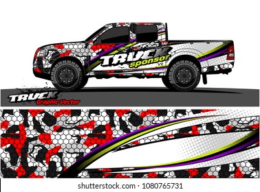 truck and car graphic vector. simple curved shape with grunge background design for vehicle vinyl wrap 