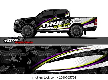 truck and car graphic vector. simple curved shape with grunge background design for vehicle vinyl wrap 