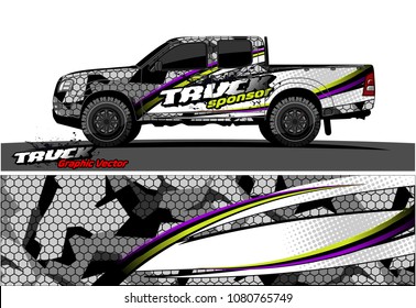 truck and car graphic vector. simple curved shape with grunge background design for vehicle vinyl wrap 