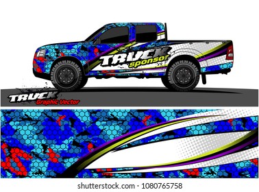 truck and car graphic vector. simple curved shape with grunge background design for vehicle vinyl wrap 