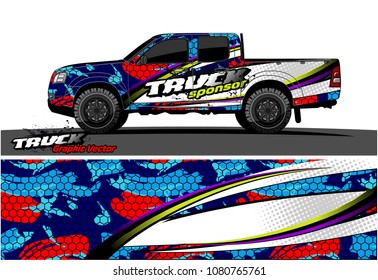 truck and car graphic vector. simple curved shape with grunge background design for vehicle vinyl wrap 