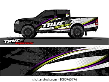 truck and car graphic vector. simple curved shape with grunge background design for vehicle vinyl wrap 