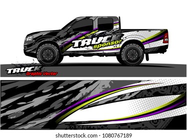 truck and car graphic vector. simple curved shape with grunge background design for vehicle vinyl wrap 