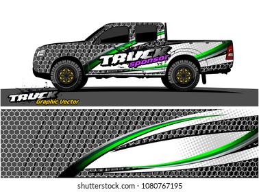 truck and car graphic vector. simple curved shape with grunge background design for vehicle vinyl wrap 