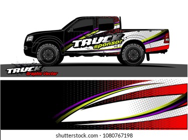 truck and car graphic vector. simple curved shape with grunge background design for vehicle vinyl wrap 
