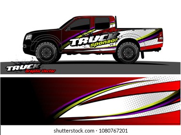 truck and car graphic vector. simple curved shape with grunge background design for vehicle vinyl wrap 