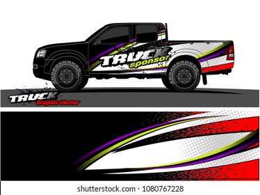truck and car graphic vector. simple curved shape with grunge background design for vehicle vinyl wrap 