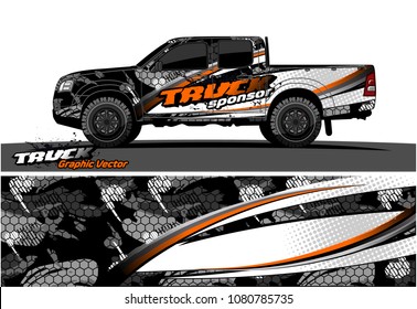 truck and car graphic vector. simple curved shape with grunge background design for vehicle vinyl wrap 