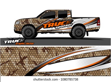 truck and car graphic vector. simple curved shape with grunge background design for vehicle vinyl wrap 