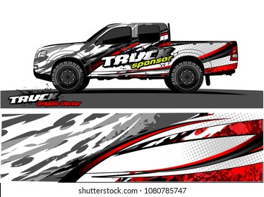 truck and car graphic vector. simple curved shape with grunge background design for vehicle vinyl wrap 