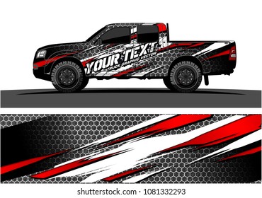 truck and car graphic vector. simple curved shape with grunge background design for vehicle vinyl wrap 