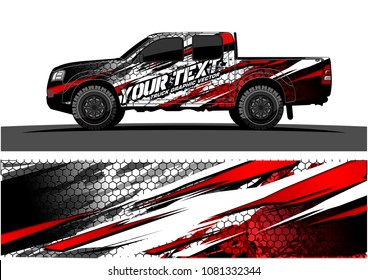 truck and car graphic vector. simple curved shape with grunge background design for vehicle vinyl wrap 