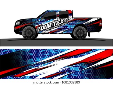 truck and car graphic vector. simple curved shape with grunge background design for vehicle vinyl wrap 