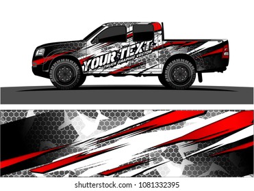 truck and car graphic vector. simple curved shape with grunge background design for vehicle vinyl wrap 