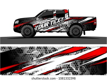 truck and car graphic vector. simple curved shape with grunge background design for vehicle vinyl wrap 