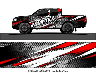 truck and car graphic vector. simple curved shape with grunge background design for vehicle vinyl wrap 