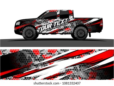truck and car graphic vector. simple curved shape with grunge background design for vehicle vinyl wrap 