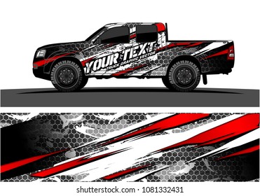 truck and car graphic vector. simple curved shape with grunge background design for vehicle vinyl wrap 