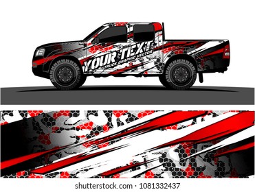 truck and car graphic vector. simple curved shape with grunge background design for vehicle vinyl wrap 
