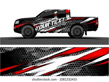 truck and car graphic vector. simple curved shape with grunge background design for vehicle vinyl wrap 