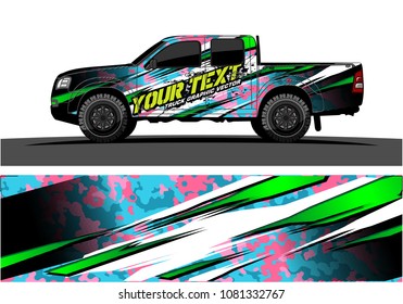truck and car graphic vector. simple curved shape with grunge background design for vehicle vinyl wrap 