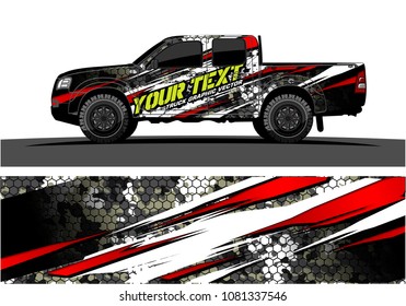 truck and car graphic vector. simple curved shape with grunge background design for vehicle vinyl wrap 