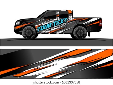 vector gráfico de coche y camión. forma curvada simple con diseño de fondo grueso para el envoltorio de vinilo del vehículo 