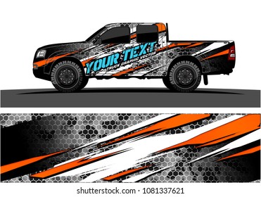 truck and car graphic vector. simple curved shape with grunge background design for vehicle vinyl wrap 