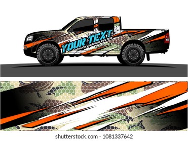 truck and car graphic vector. simple curved shape with grunge background design for vehicle vinyl wrap 