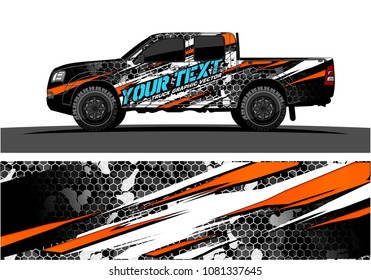 truck and car graphic vector. simple curved shape with grunge background design for vehicle vinyl wrap 