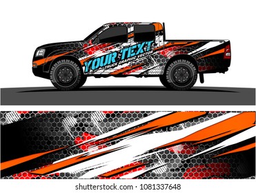 truck and car graphic vector. simple curved shape with grunge background design for vehicle vinyl wrap 