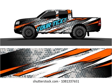truck and car graphic vector. simple curved shape with grunge background design for vehicle vinyl wrap 