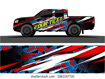 truck and car graphic vector. simple curved shape with grunge background design for vehicle vinyl wrap 