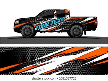 truck and car graphic vector. simple curved shape with grunge background design for vehicle vinyl wrap 