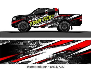 truck and car graphic vector. simple curved shape with grunge background design for vehicle vinyl wrap 