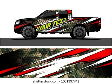 truck and car graphic vector. simple curved shape with grunge background design for vehicle vinyl wrap 