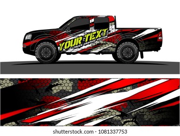 truck and car graphic vector. simple curved shape with grunge background design for vehicle vinyl wrap 