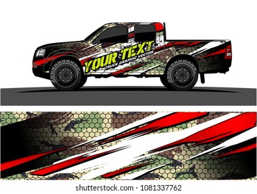 truck and car graphic vector. simple curved shape with grunge background design for vehicle vinyl wrap 