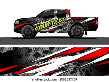 truck and car graphic vector. simple curved shape with grunge background design for vehicle vinyl wrap 