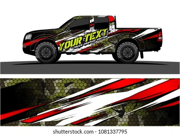 truck and car graphic vector. simple curved shape with grunge background design for vehicle vinyl wrap 
